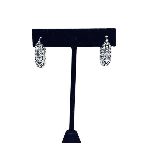 Joseph Esposito Sterling Silver Open Work Hoop Pierced Earrings (5987) - Picture 2 of 6